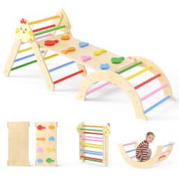 7-in-1 Toddler Climbing Frame Playground Indoor Play Gym Wooden Slide For Kids Training Baby