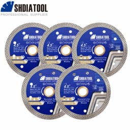 SHDIATOOL 5Pcs Dia115mm Superthin Mesh Cutting Disc Diamond Marble Saw Blade Ceramic Tile Angle Grinder 4.5Inch Circular Cutter