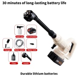Battery Pressure wash with multi-Function 6-in-1 Nozzle and 180-Degree Rotation Function for Car Patio Lawn Washing Car
