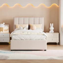 Rosahqnda90/180x200CMUBED Cot Hydraulic Storage Bed Height Adjustable Headboard Single High Box Bed