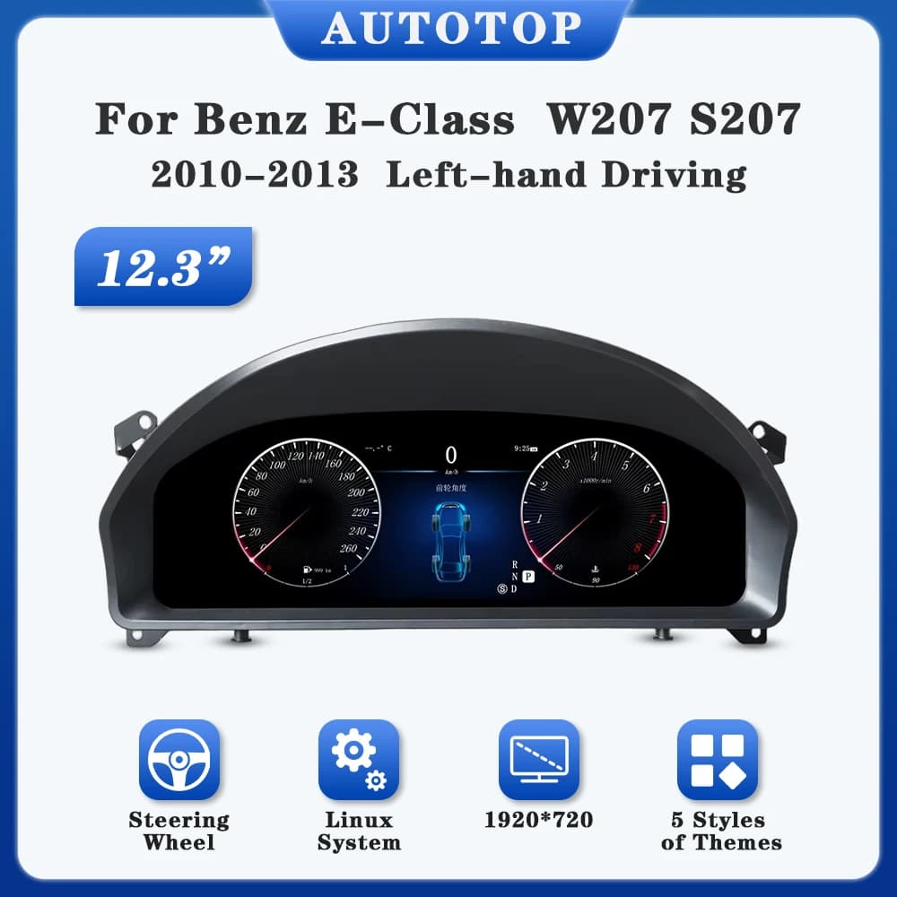 AUTOTOP 12.3 LCD Digital Dashboard Cluster for Benz E Class W207 S207 Auto Instrument Panel Cockpit Speedometer Linux System