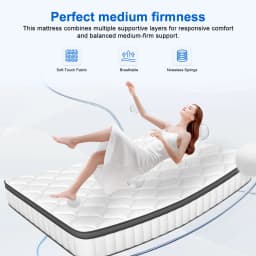 AUTHMIC Mattress – Pocket Spring, 7-Zone Adaptive Support, 25cm Thick, Breathable & Skin-Friendly, Medium Firm Feel Quiet Sleep