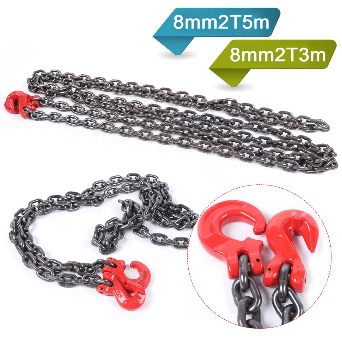 2T Chain Sling Alloy Steel Hoist Chain 3m/5m Durable Engine Lift Chain for Lifting or Moving Loads in Various Industries
