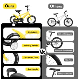 14'' Yellow Children's Bicycle Learning Bike 2 Training Wheel Chain Cover Mudguard Adjustable Sturdy for 39.37-45.28" Children