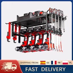 Wall Mounted Garage Tool Organizer Heavy Duty Metal Tool Rack Storage Shelf Electric Drill Holders Workshop Power Tool Cabinet