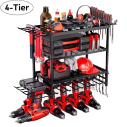 Wall Mounted Garage Tool Organizer Heavy Duty Metal Tool Rack Storage Shelf Electric Drill Holders Workshop Power Tool Cabinet