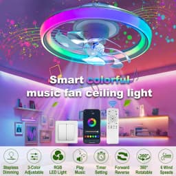 48cm Smart LED Ceiling Fan With Light High Lumen Oscillating Fan Light APP Remote Control Ceiling Lamp Fan for Modern Indoor