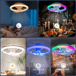 48cm Smart LED Ceiling Fan With Light High Lumen Oscillating Fan Light APP Remote Control Ceiling Lamp Fan for Modern Indoor