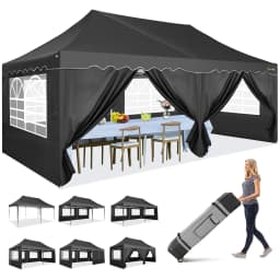 3x6m Folding Gazebo Waterproof Party Tent Anti-UV 50+ Pop Up Garden Gazebo With 6 Sidewall 4 Sandbag For Wedding Market Marquee