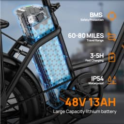 URLIFE E20 Electric Bicycle 250W Motor 48V13AH Removable Lithium Battery Adult Electric Bike 20-inch Tire Urban Commuter E-bike