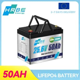 HRBEEnergy 24V 50Ah LiFePO4 Lithium Battery with 1C Max Continuous Discharge,Deep Cycle for High-Power Motors,Equipment&RV