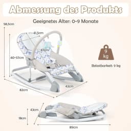 2-in-1 Folding Baby Rocker, Portable Baby Swing with 3-Level Adjustable Backrest & Removable Play Arch, with Safety Belt