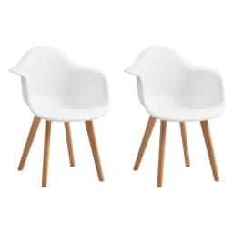 A Set of 2 Dining Chair Armchair Minimalist Retro Modern Plastic Beech Legs for Dining Room Kitchen Living Room