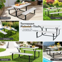 Beer tent set picnic table & 2 benches with metal frame camping table set marquee set for terrace garden pool