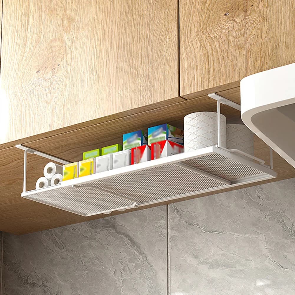 Hanging Basket Home Large Capacity Hanging Extendable Under The Cabinet Storage Shelves Spice Dishes Storage Kitchen Organizer