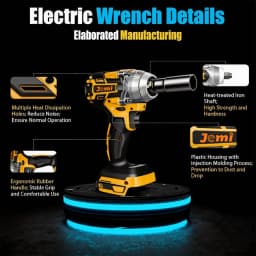 Jemi Tool Cordless Impact Wrench -1/2' Brushless Impact Gun, Max Torque 512N.m, Portable (Sleeve and Drill Converter Optional)