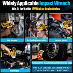 Jemi Tool Cordless Impact Wrench -1/2' Brushless Impact Gun, Max Torque 512N.m, Portable (Sleeve and Drill Converter Optional)