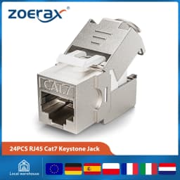 ZoeRax 24PCS Shielded RJ45 Cat7 Cat6a Keystone Jack STP Toolless Coupler Type Zinc Alloy Module Adapter Coupler 10GB Network