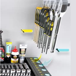 4 Layers Metal Wall-Mount Organizer for Power Tools Heavy Duty Metal Drill Rack with Strong Bearing Capacity for Garage Storage