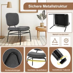 Dining room chair, Sherpa kitchen chair with curved seat and backrest, upholstery chair weighing up to 150 kg, living room chair