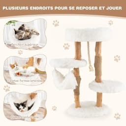 Cat tree with platform, perch, hammock, jute scratching post for resting, playing and sharpening, 41 X 41 X 87 CM