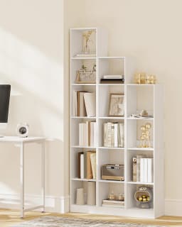 Bookcase, Cube Shelf, Modern Open Wooden Shelving Unit, Storage Shelves and Display Shelves for Living Room, White