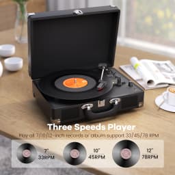 Maio C200 Belt-Driven Vintage Gramophone Device, Vinyl Record, Turntable, High-Fidelity Stereo, Built-In Speaker, 3-Speed
