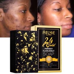 AILKE 24K Glod Flawlessly Soap bar,Moisturizing, Lightening, Dark Spots Removal, Lighten, Even Skin Tone, Nourish Skin Care Kit