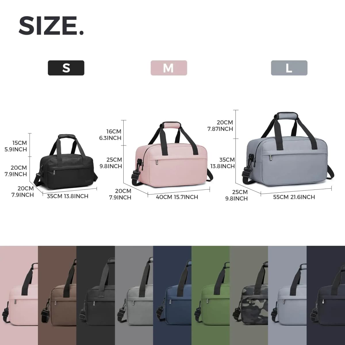 KONO Travel Bag Unisex hand luggage bag Ryanair Gym Weekender bag for Travel and Fitness, Compact and Practical