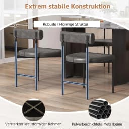 Set of 2 Dining Room Chairs, Kitchen Chairs Made of PVC Leather with Padded Backrest & U-shaped Seat, Shell Chairs