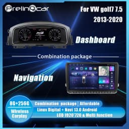 Prelingcar Lcd Digital Cluster Dashboard For VW golf 7 7.5 mk7 2013-20 Years Android Player Maps Navigation Radio Paneel Cockpit