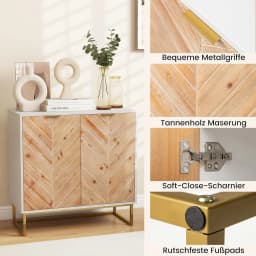 Sideboard with 2 Doors,Cabinet with Shelf,Cabinet with Metal Legs,Cabinet for Kitchen, Dining Room, Living Room,80x40x80cm