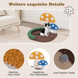 Mushroom Scratching Tree, Cat Tree with Cat Bed & Sisal Scratching Board & Badminton & Headrest, 59 x 49 x 43 cm, Colorful
