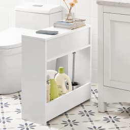 SoBuy BZR48-W niche shelf niches wardrobe narrow shelf bathroom wardrobe bathroom wardrobe with 1 open shelf and 1 flap White