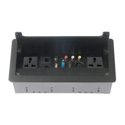 Clamshell Desktop Socket Multimedia Socket Embedded Power Strip With Network/Video/Audio/VGA/HDMI/USB/XLR Brush Power Outlet Box