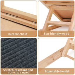 Wooden Pet Ramp Height Adjustable Dog Cat Pets Ladder Foldable Non-Slip Safe Access For Car High Bed Furniture Maximum Load 50kg