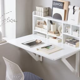 SoBuy FWT07-II-W Wall folding table with integrated shelf wall cabinet kitchen table dining table White BHT approx. 90x78x60cm