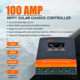PowMr 100A Solar Charge Controller MPPT Intelligent Regulator for 12V 24V 36V 48V Solar Battery Bank 160V Panel Can parall 12PC