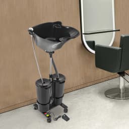 Portable Shampoo Basin Adjustable 1.05-1.4m Height, 2x10L Buckets, EU Plug for Salon/Home Hair Washing Comfort