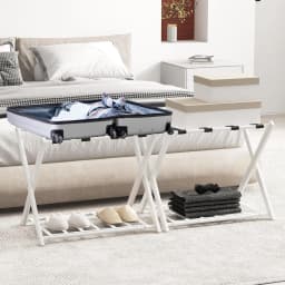 Foldable Suitcase Stand, Luggage Rack with 2-Tier Design, Luggage Stand Metal Luggage Rack for Bedroom,Guest Room,Hotel