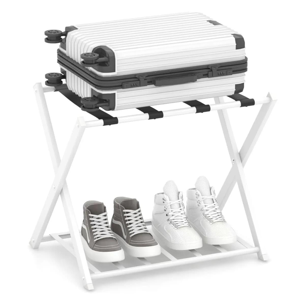 Foldable Suitcase Stand, Luggage Rack with 2-Tier Design, Luggage Stand Metal Luggage Rack for Bedroom,Guest Room,Hotel
