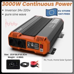 Fchao 6000W Pure Sine Wave Inverter 24V to 220V | Eu Plug | Lcd Display & Remote Control | For Home, Rv, Camping, Off-Grid Use