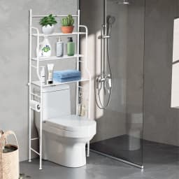 3-Tier Over the Toilet Storage, Space Saver Metal Bathroom Shelves, Freestanding Over the Toilet Storage Shelf