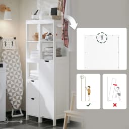 Sobuy Bzr123-W Tall Cabinet with Pull-Out Laundry Bag Bathroom Cabinet Bath Cabinet Narrow Laundry Cabinet Bathroom Shelf