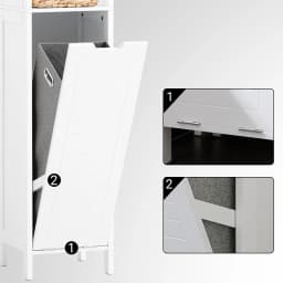 Sobuy Bzr123-W Tall Cabinet with Pull-Out Laundry Bag Bathroom Cabinet Bath Cabinet Narrow Laundry Cabinet Bathroom Shelf