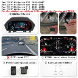 AUTOTOP 12.3"1920*720P LCD Digital Dash Aftermarket Digital Gauge Cluster For X3 F25/X4 F26 X5 F15/X6 F16 NBT EVO Without HUD