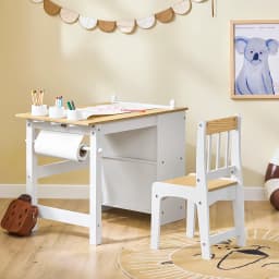 SoBuy KMB60 2 PCs kids table and chair set with stickers DIY kids desk with 3 pen holders