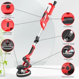 750W Drywall Sander Variable Grinding Machine 7 Speed Electric Drywall Sander Foldable Sheetrock with Telescope Handle Sander