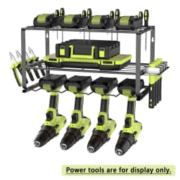 Power Tool Storage, Power Drill Tool Holder, Heavy Duty Tool Shelf-Floating Tool Shelf Wall Mounted Rack for 4 Drill Holders