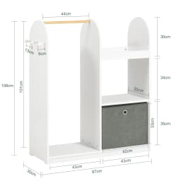 SoBuy KMB40 children's wardrobe with 3 hooks, closet with boxing, wardrobe for the children's room, furniture, clothes stand shelf for kids